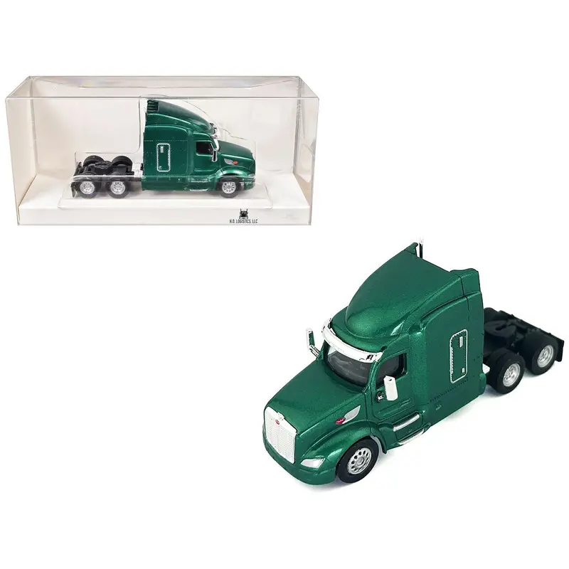 Peterbilt 579 Sleeper Cab Green Metallic 1/87 (Ho) Plastic Model Car By Ho Logistics 1