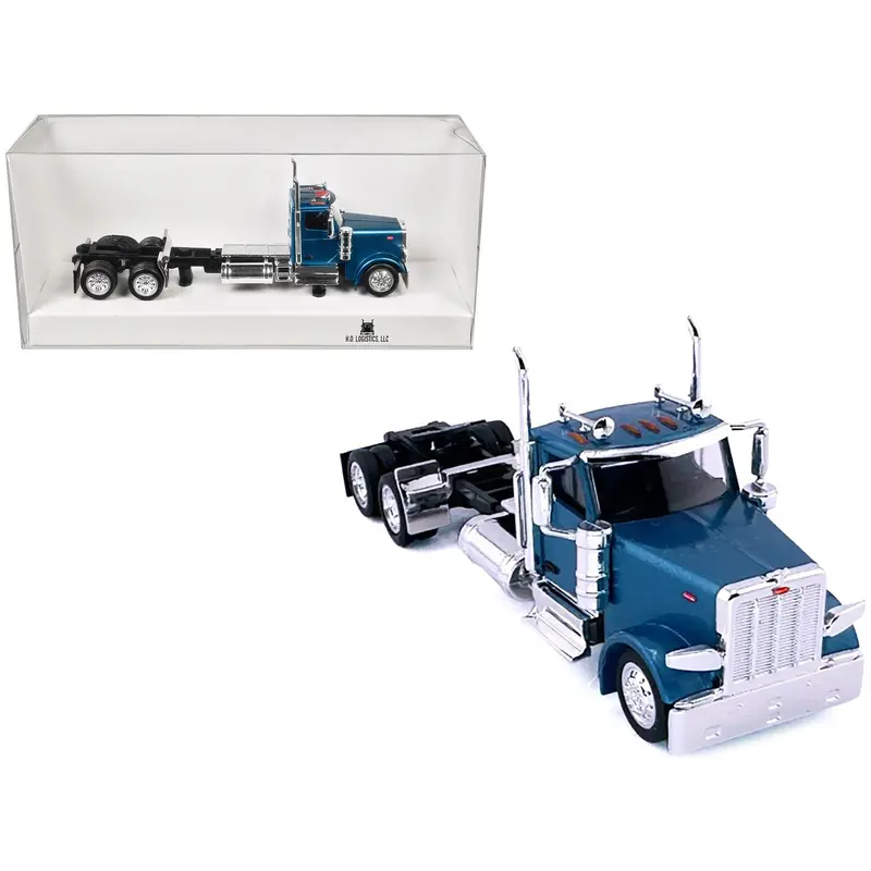 Peterbilt 589 2-Axel Day Cab Blue Metallic 1/87 (Ho) Plastic Model Car By Ho Logistics 1