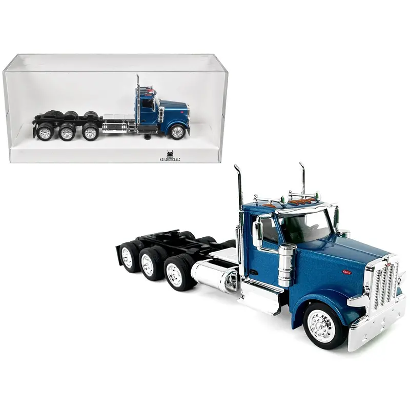 Peterbilt 589 3-Axel Day Cab Blue Metallic 1/87 (Ho) Plastic Model Car By Ho Logistics 1