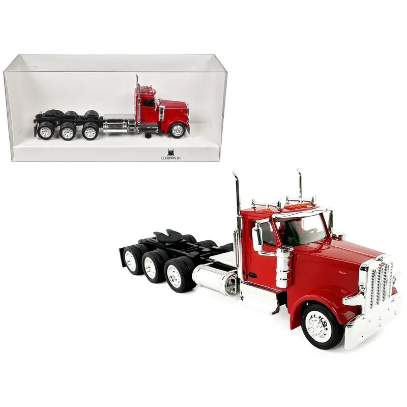 Peterbilt 589 3-Axel Day Cab Red 1/87 (Ho) Plastic Model Car By Ho Logistics 1
