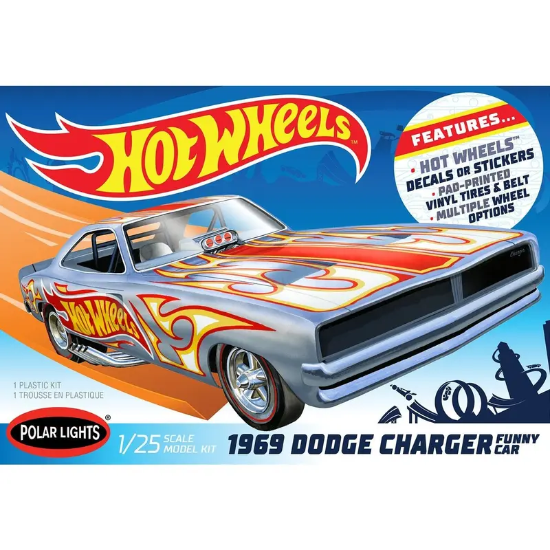 Polar Lights 1969 Dodge Charger Funny Car Hot Wheels 1/25 Scale Model Kit 1