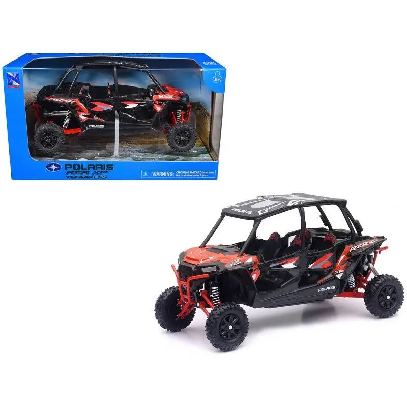 Polaris Rzr Xp 4 Turbo Eps Sport Utv Spectra Orange With Graphics And Black Top 1/18 Diecast Model By New Ray 1