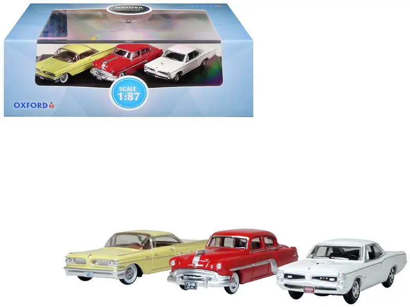 Pontiac Set Of 3 Cars "100Th Anniversary 2026" 1/87 (Ho) Scale Diecast Model Cars By Oxford Diecast 1
