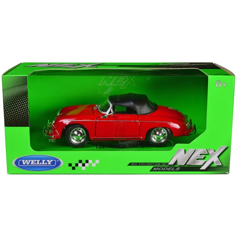 Porsche 356A Speedster Red With Black Soft Top "Nex Models" Series 1/24 Diecast Model Car By Welly 1