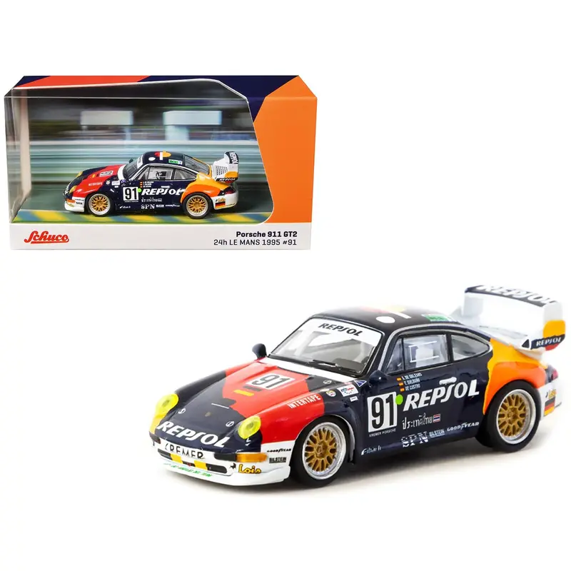 Porsche 911 Gt2 #91 Tomas Saldana - Miguel Angel De Castro - Prince Alfonso De Orleans-Borbon "Kremer Racing - Repsol" "24 Hours Of Le Mans" (1995) "Collab64" Series 1/64 Diecast Model Car By Schuco & Tarmac Works 1