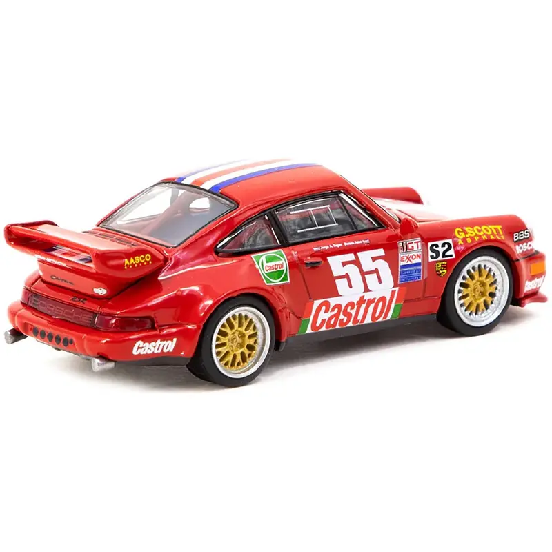 Porsche 911 Rsr 3.8 #55 Red With Stripes And Graphics "Collab64" Series 1/64 Diecast Model Car By Schuco & Tarmac Works 1