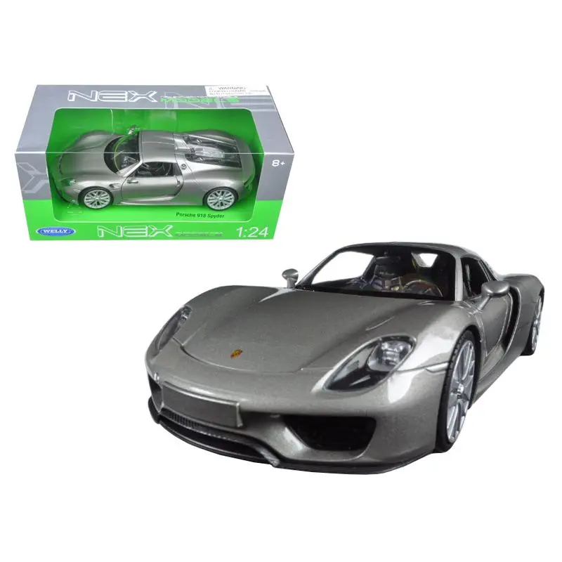 Porsche 918 Spyder Silver Closed Roof 1/24 Diecast Model Car By Welly 1