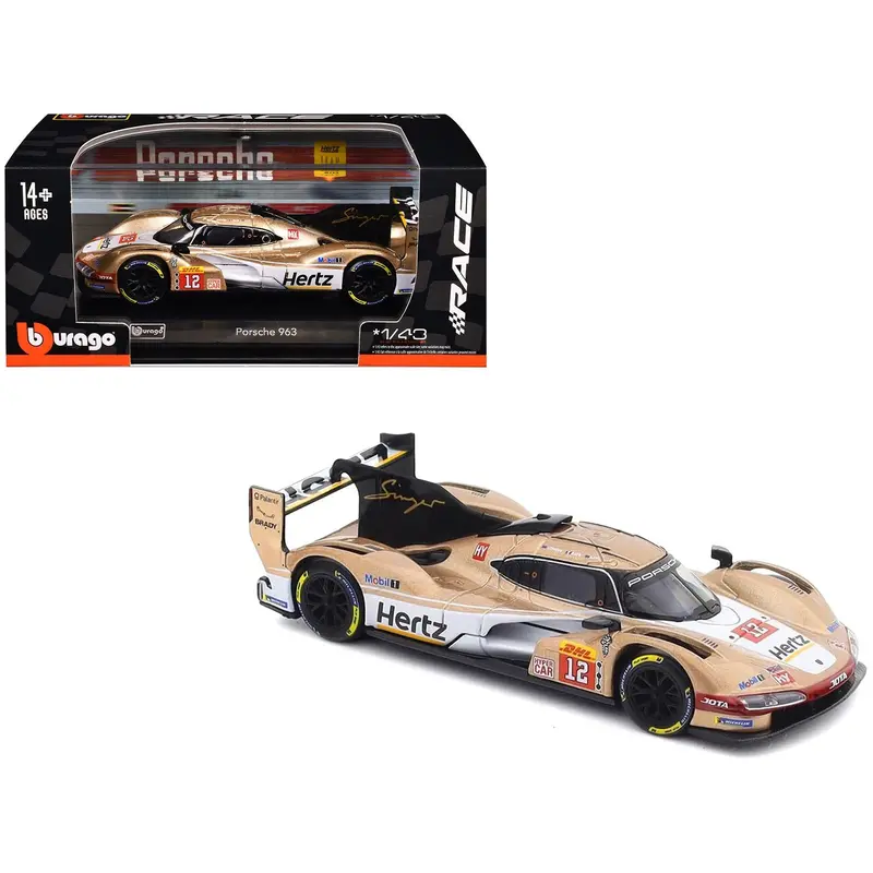 Porsche 963 #12 Callum Ilott - Will Stevens - Norman Nato "Hertz Team Jota" Hypercar Team Winner "Fia World Endurance Championship" (2024) With Display Case "Race" Series 1/43 Diecast Model Car By Bburago 1
