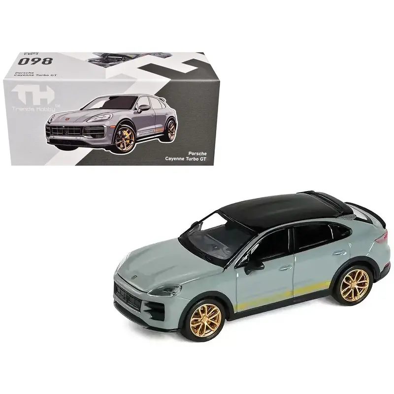 Porsche Cayenne Turbo Gt Gray With Black Top And Gold Stripes 1/64 Diecast Model Car By Trends Hobby 1