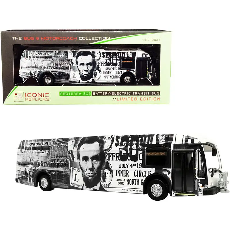 Proterra Zx5 Battery-Electric Transit Bus #9 "Downtown Reno" "Lincoln Line" (Nevada) "The Bus & Motorcoach Collection" 1/87 (Ho) Diecast Model By Iconic Replicas 1