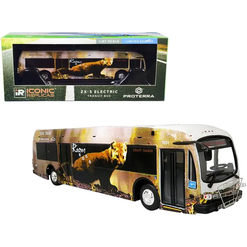Proterra Zx5 Electric Transit Bus "Roam Transit" "1 Banff Gondola" 1/87 (Ho) Diecast Model By Iconic Replicas 1