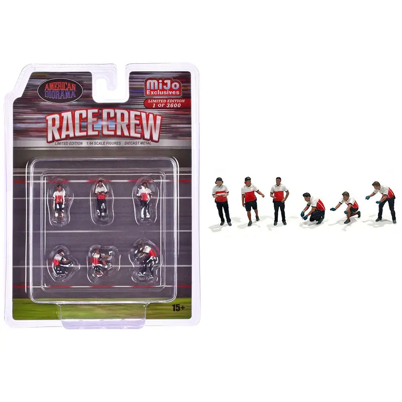 "Race Crew" 6 Piece Diecast Figure Set (6 Figures) Limited Edition To 3600 Pieces Worldwide For 1/64 Scale Models By American Diorama 1