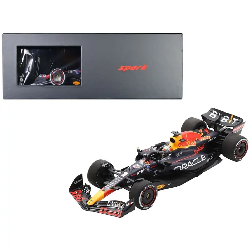 Red Bull Racing Rb18 #1 Max Verstappen "Oracle" Winner Formula One F1 Abu Dhabi Gp (2022) With Acrylic Display Case 1/18 Model Car By Spark 1