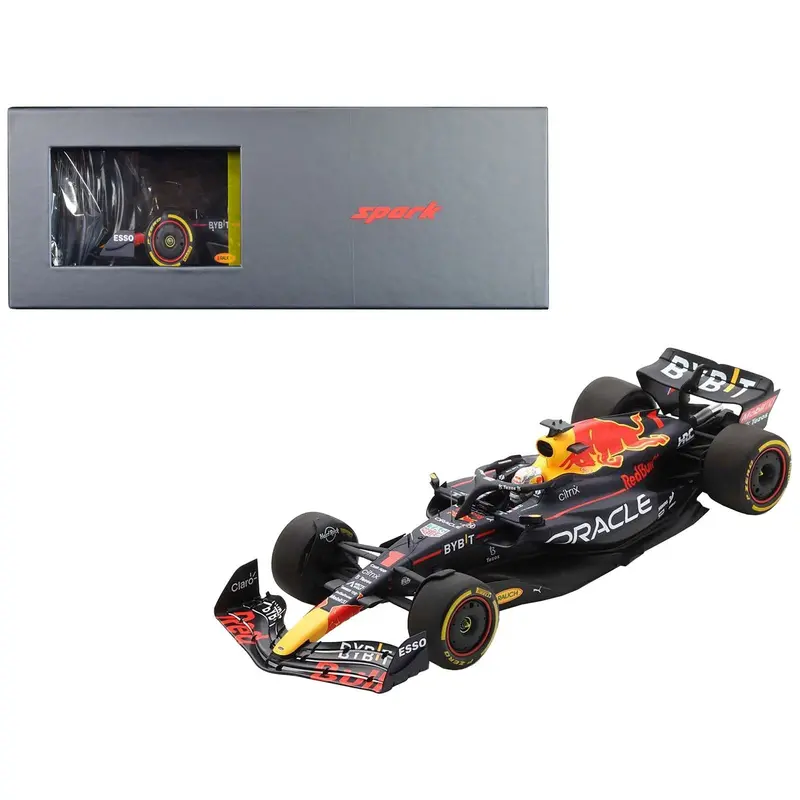 Red Bull Racing Rb18 #1 Max Verstappen "Oracle" Winner Formula One F1 Belgian Gp (2022) With Acrylic Display Case 1/18 Model Car By Spark 1