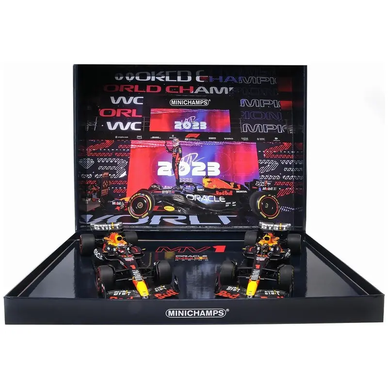 Red Bull Racing Rb19 #1 Max Verstappen "Oracle" F1 Formula One "Qatar Gp" (2023) Set Of 2 Cars Limited Edition To 499 Pieces Worldwide 1/18 Diecast Model Cars By Minichamps 1