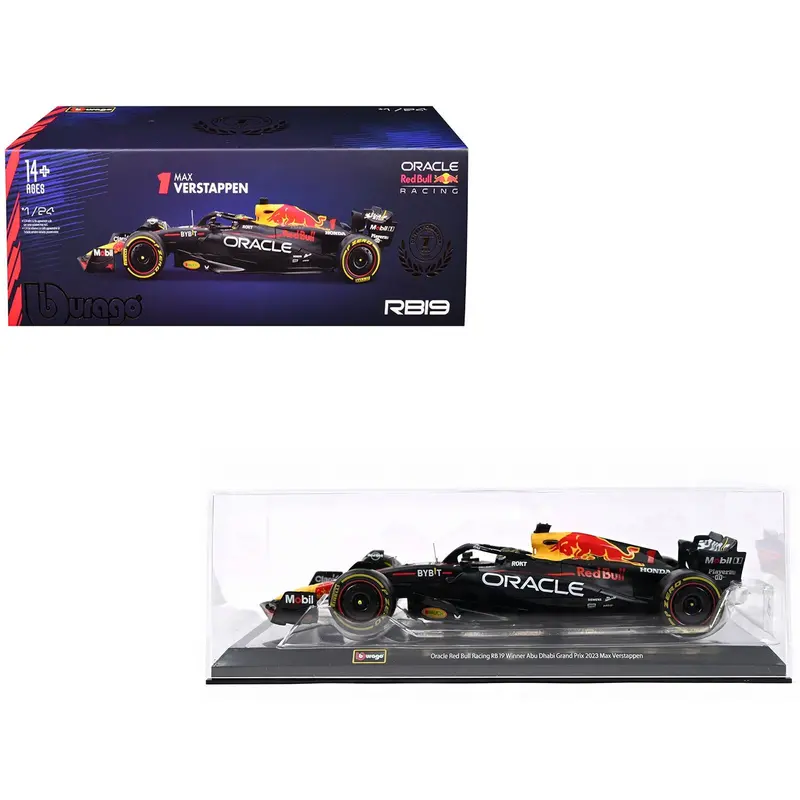 Red Bull Racing Rb19 #1 Max Verstappen "Oracle" Winner Formula One F1 Championship "Drivers' Champion" (2023) With Display Case 1/24 Diecast Model Car By Bburago 1