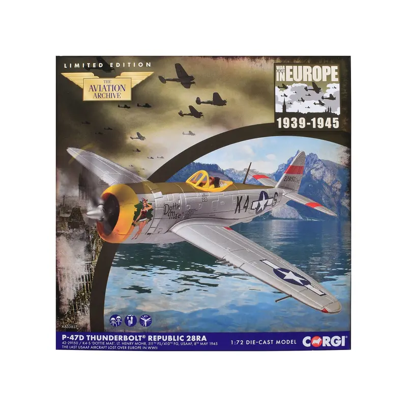 Republic P-47D Thunderbolt 28Ra Fighter Aircraft "Dottie Mae 511Th Fighter Squadron 405Th Fighter Group" (1945) United States Army Air Forces "The Aviation Archive" Series 1/72 Diecast Model By Corgi 1