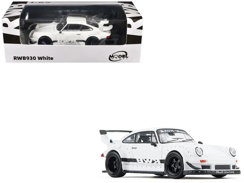 Rwb 930 Matt White With Black Stripes 1/64 Diecast Model Car By Model Model 1