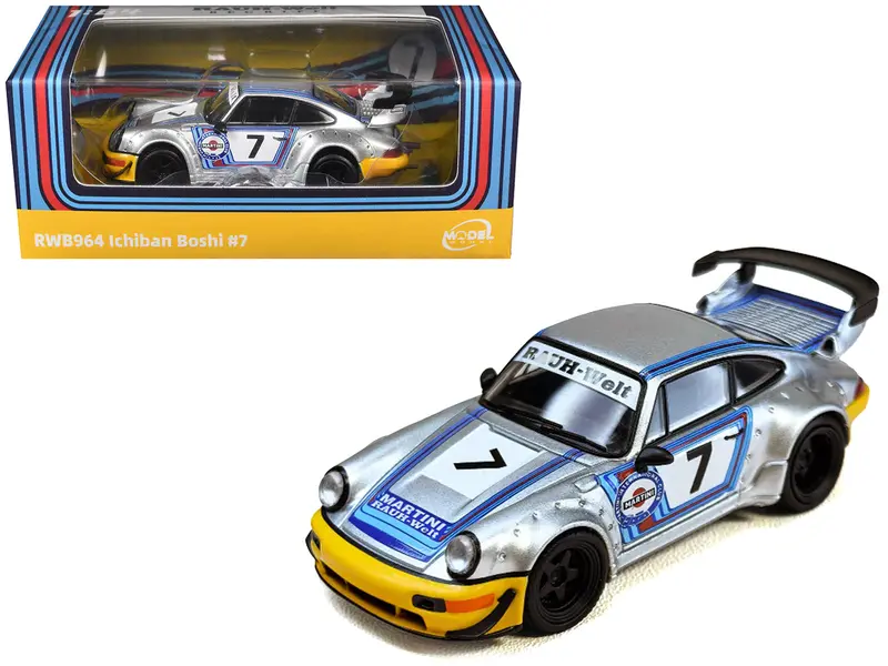 Rwb 964 #7 "Ichiban Boshi - Martini Racing" Silver Metallic With Stripes 1/64 Diecast Model Car By Model Model 1