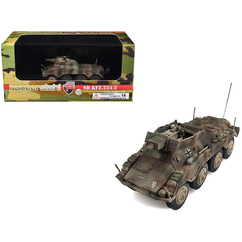 Sd.Kfz. 234/3 Armored Vehicle "1St Panzer Division Hungary" (1945) German Army 1/72 Diecast Model By Panzerstahl 1