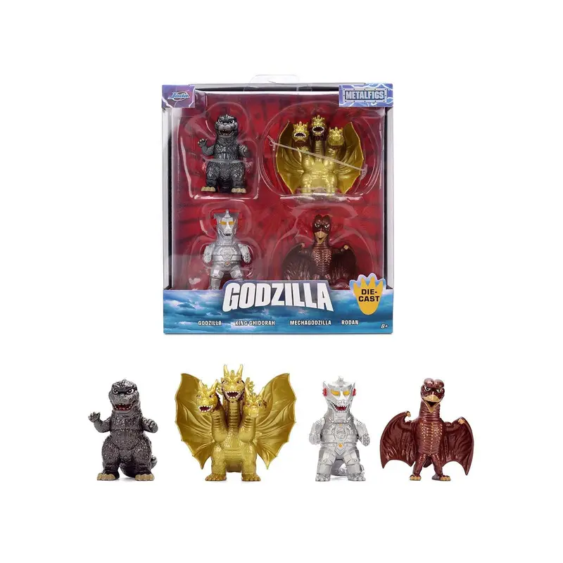 Set Of 4 Diecast Figures "Godzilla" Franchise "Metalfigs" Series By Jada 1