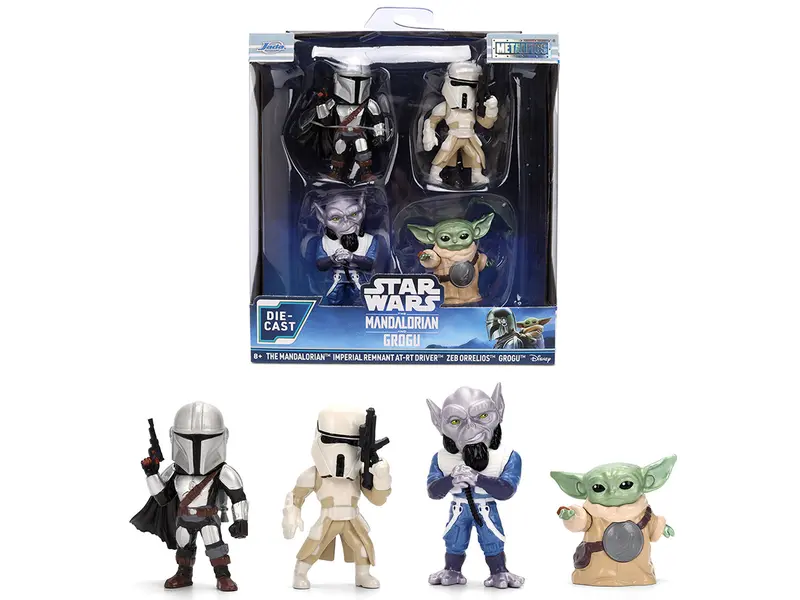Set Of 4 Diecast Figures "Star Wars: The Mandalorian & Grogu" (2026) Movie "Metalfigs" Series Diecast Models By Jada 1