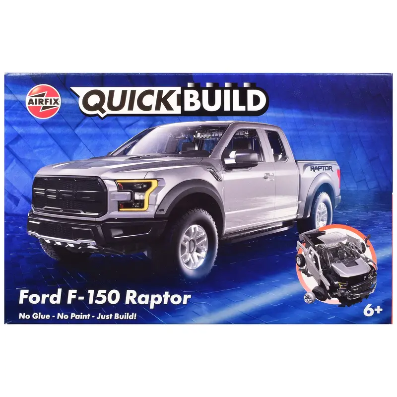 Skill 1 Model Kit Ford F-150 Raptor Pickup Truck Gray Snap Together Snap Together Painted Plastic Model Car Kit By Airfix Quickbuild 1