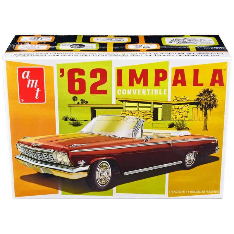 Skill 2 Model Kit 1962 Chevrolet Impala Convertible 1/25 Scale Model By Amt 1