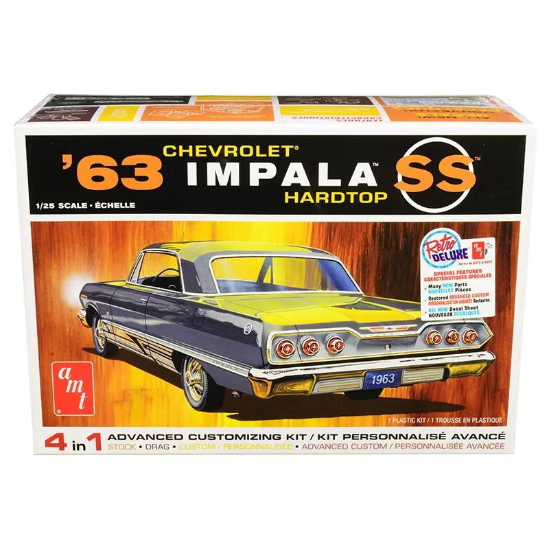 Skill 2 Model Kit 1963 Chevrolet Impala Ss Hardtop 4 In 1 Kit 1/25 Scale Model By Amt 1