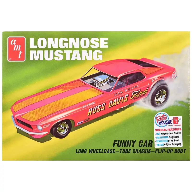 Skill 2 Model Kit 1969 Ford Mustang Longnose Funny Car "Gas Ronda" 1/25 Scale Model By Amt 1