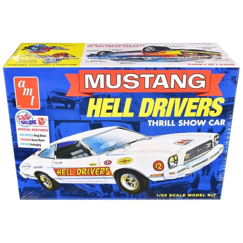 Skill 2 Model Kit 1977 Ford Mustang "Hell Drivers" Thrill Show Car 1/25 Scale Model By Amt 1
