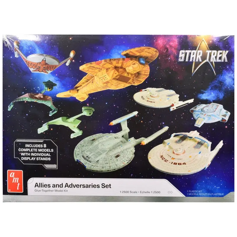 Skill 2 Model Kit Allies And Adversaries Space Ship Set "Star Trek" Franchise 1/2500 Scale Model By Amt 1