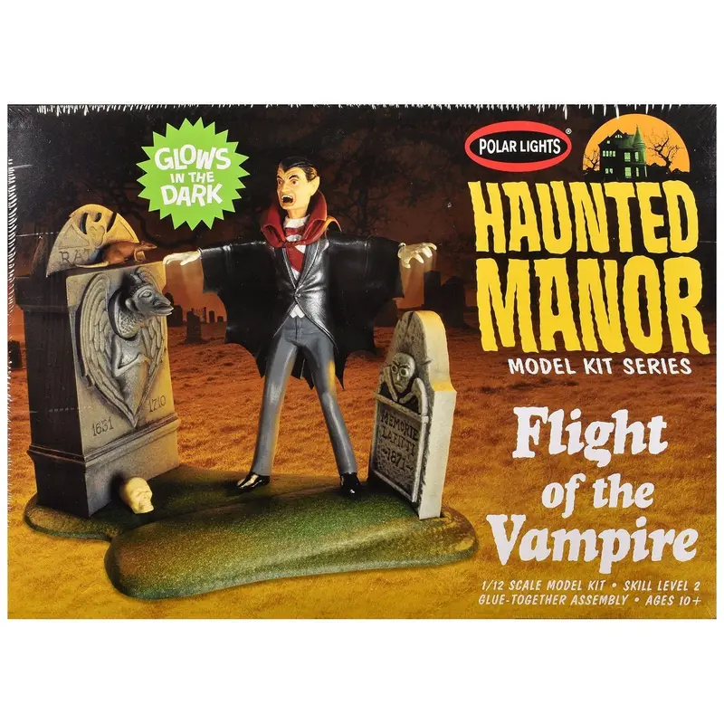 Skill 2 Model Kit Haunted Manor "Flight Of The Vampire" Diorama Set 1/12 Scale Model By Polar Lights 1