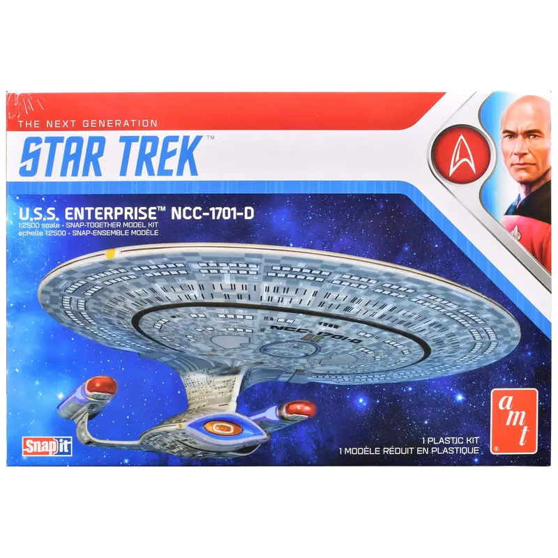 Skill 2 Model Kit U.S.S. Enterprise Ncc-1701-D Space Ship "Star Trek: The Next Generation" (1987) Tv Series 1/2500 Scale Model By Amt 1