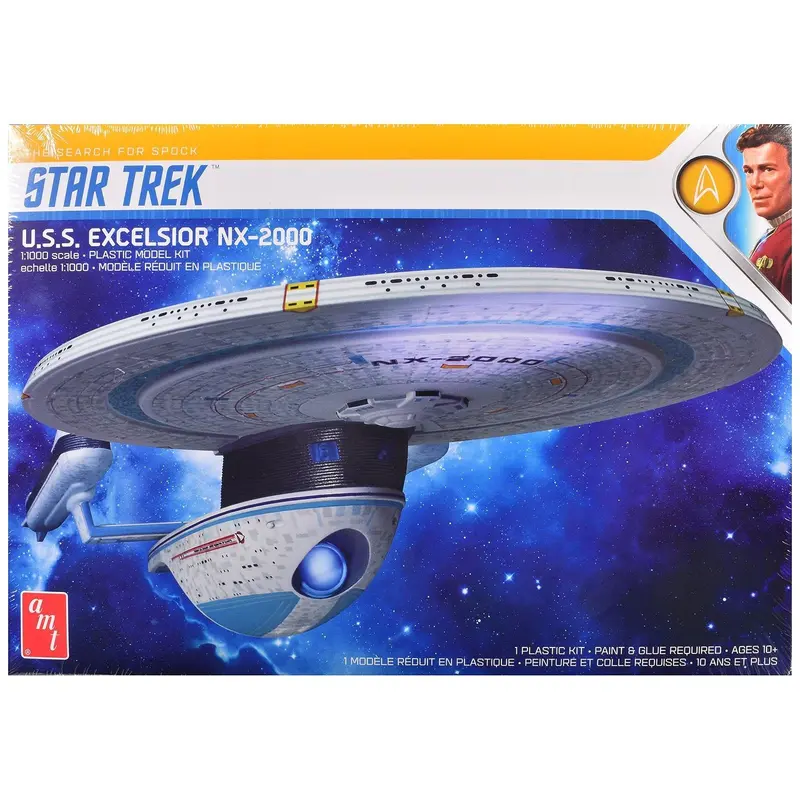 Skill 2 Model Kit U.S.S. Excelsior Nx-2000 Space Ship "Star Trek Iii: The Search For Spock" (1984) Movie 1/1000 Scale Model By Amt 1