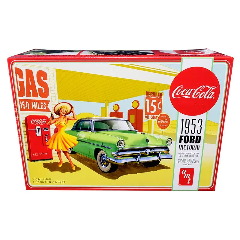 Skill 3 Model Kit 1953 Ford Victoria Hardtop With "Coca-Cola" Vending Machine 1/25 Scale Model By Amt 1