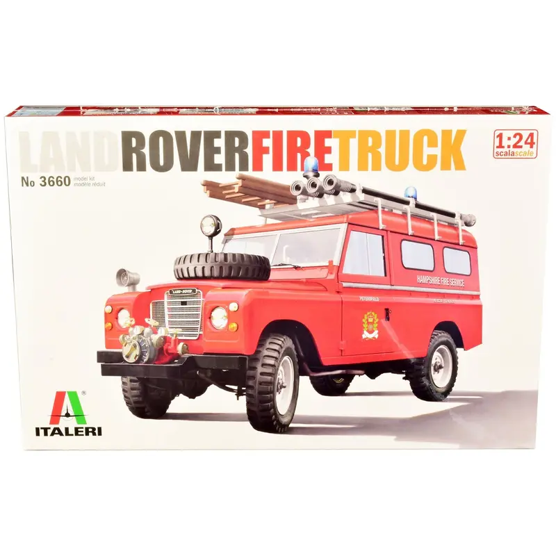 Skill 3 Model Kit Land Rover Fire Truck 1/24 Scale Model By Italeri 1
