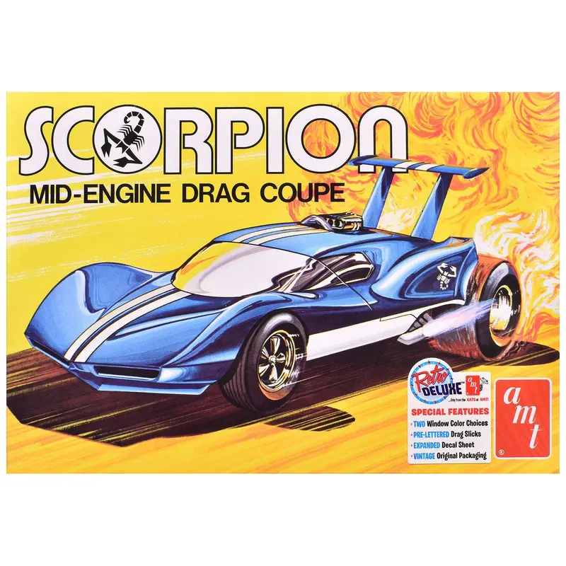 Skill 3 Model Kit Scorpion Mid-Engine Drag Coupe 1/25 Scale Model By Amt 1