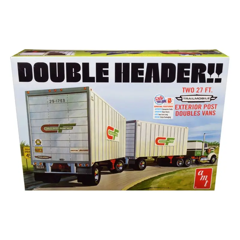 Skill 3 Model Kit Trailmobile Double Header Tandem Van Trailers 1/25 Scale Model By Amt 1