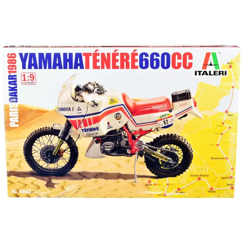 Skill 5 Model Kit Yamaha Tenere 660 Cc Motorcycle "Paris-Dakar" (1986) 1/9 Scale Model By Italeri 1