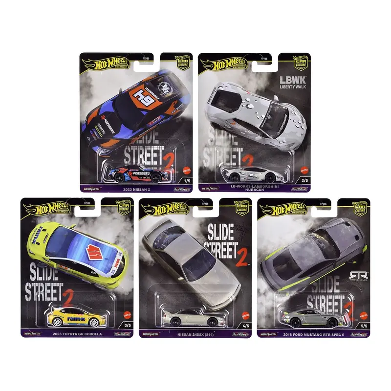 "Slide Street 2" 5 Piece Set "Car Culture" 2024 Series H Diecast Model Cars By Hot Wheels 1