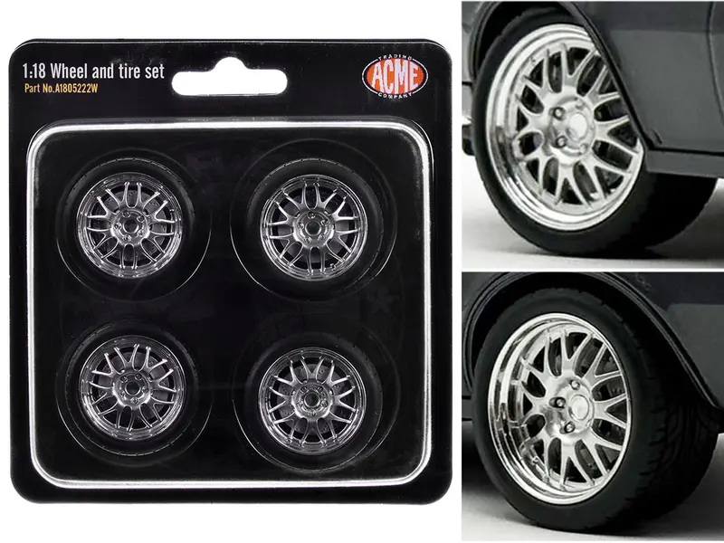 Street Fighter 18" Wheel And Tire Set Of 4 Pieces From "1968 Pontiac Firebird Street Fighter" For 1/18 Scale Models By Acme 1