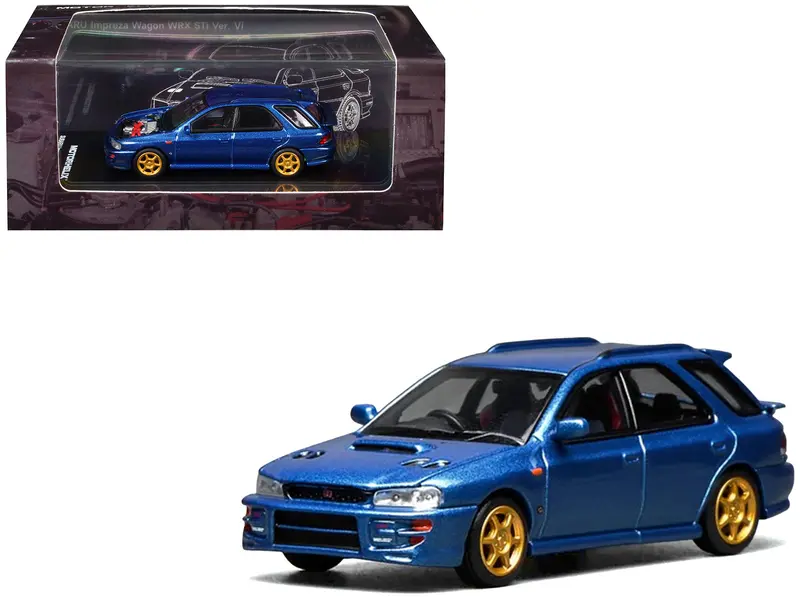 Subaru Impreza Wrx Sti Wagon Version Vi Rhd (Right Hand Drive) Blue Metallic 1/64 Diecast Model Car By Motorhelix 1