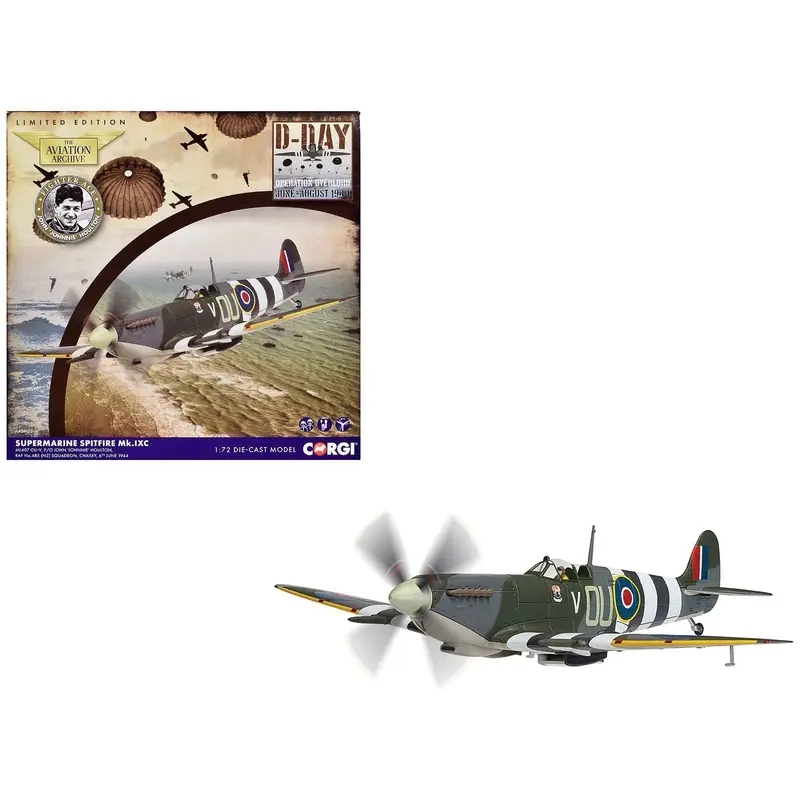 Supermarine Spitfire Mkixe Fighter Aircraft "Ml407 Sq Ldr John 'Johnnie' Houlton No.485 Sqn Chailey" (1944) British Royal Air Force "The Aviation Archive" Series 1/72 Diecast Model By Corgi 1