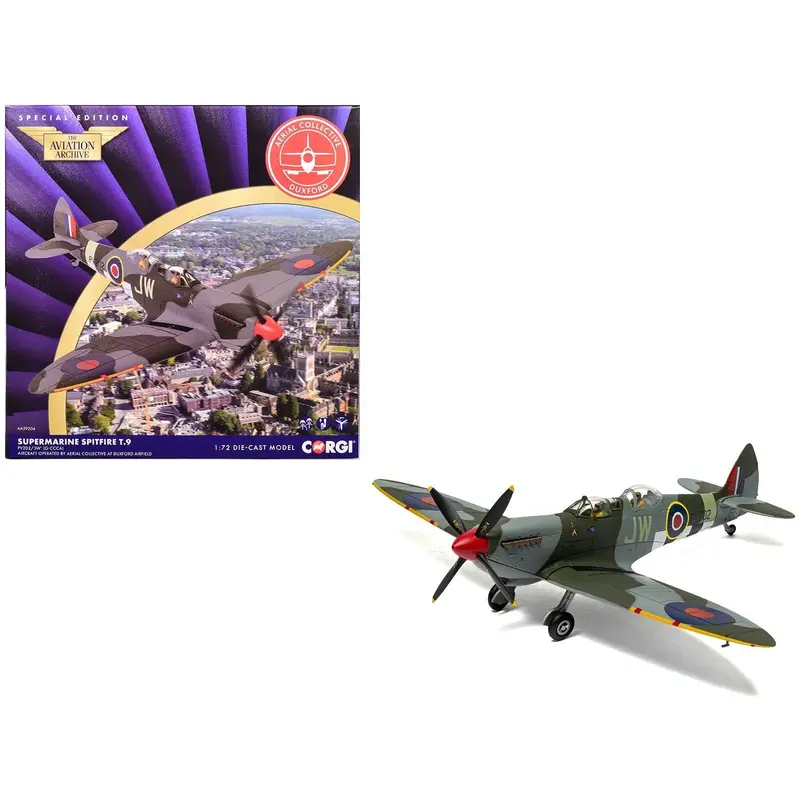 Supermarine Spitfire T.9 Aircraft "Pv202 Aerial Collective At Duxford Airfield" British Royal Air Force "The Aviation Archive" Series 1/72 Diecast Model By Corgi 1
