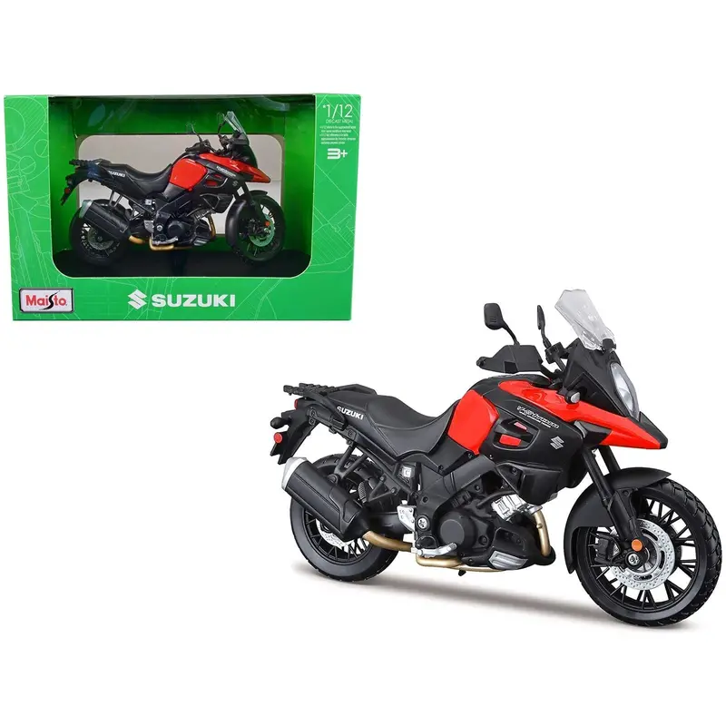 Suzuki V-Strom 1000 Red And Black With Plastic Display Stand 1/12 Diecast Motorcycle Model By Maisto 1