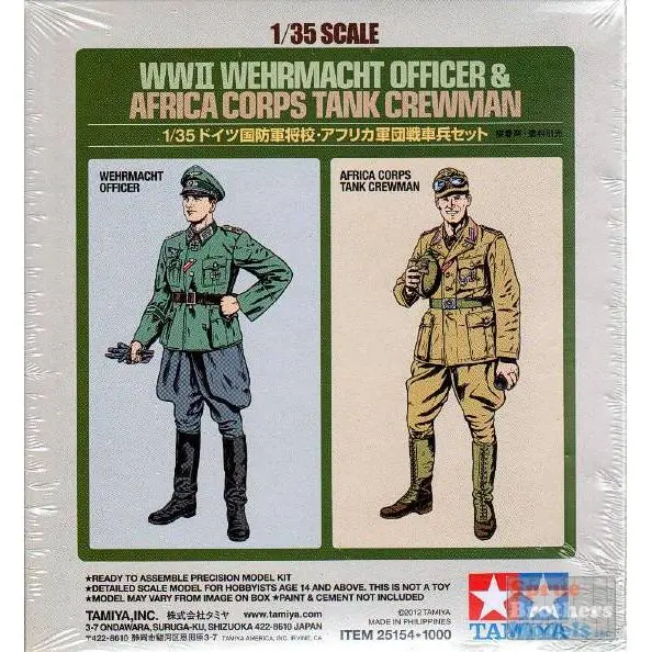 Tam25154 1:35 Tamiya Ww2 Wehrmacht Officer & Africa Corps Tan Crewman Figures 1