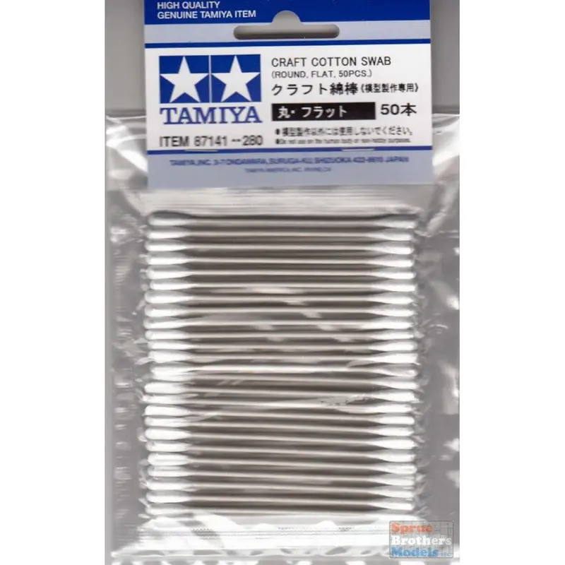 Tam87141 Tamiya Craft Cotton Swabs Round/Flat 50Pcs 1