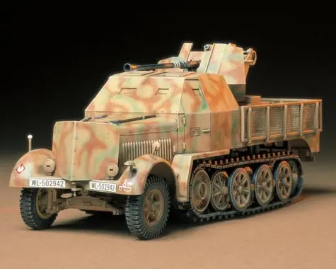 Tamiya 1/35 German 8Ton Semi-Track 3.7Cm Flak 37 Sd.Kfz. 7/2 Armored Cab Type Plastic Model Kit 1