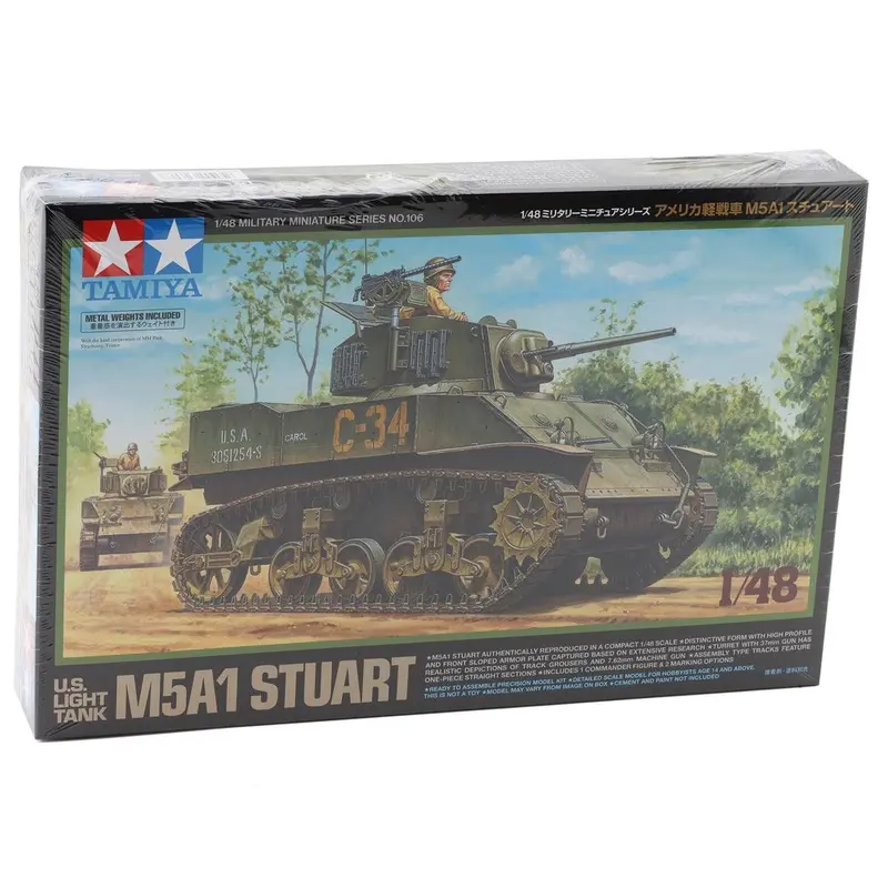 Tamiya 1/48 Us Light Tank M5a1 Stuart Plastic Model Kit 1